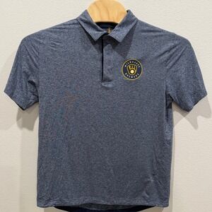 MLB Genuine Merchandise Milwaukee Brewers Polo Shirt Mens Large Blue Heathered